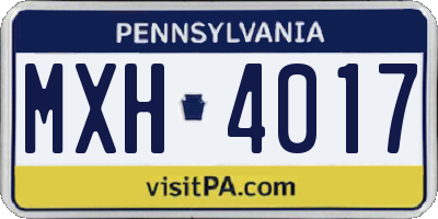 PA license plate MXH4017