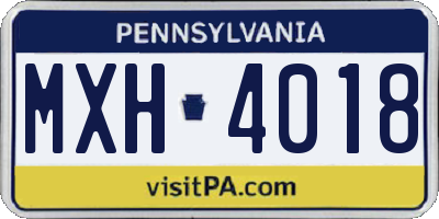 PA license plate MXH4018