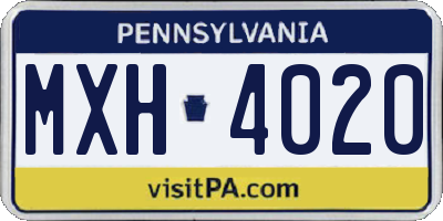 PA license plate MXH4020
