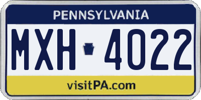 PA license plate MXH4022