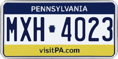 PA license plate MXH4023