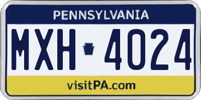 PA license plate MXH4024