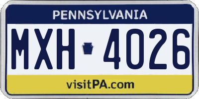 PA license plate MXH4026