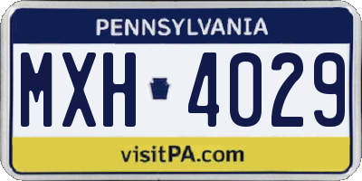 PA license plate MXH4029