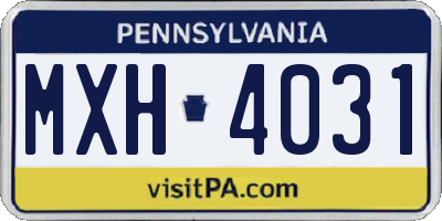 PA license plate MXH4031