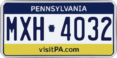 PA license plate MXH4032