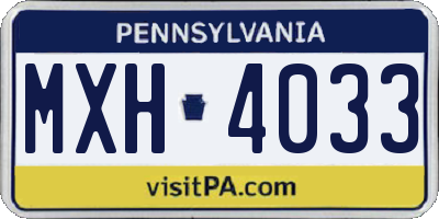 PA license plate MXH4033