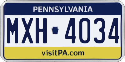 PA license plate MXH4034