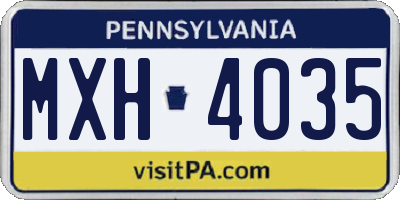 PA license plate MXH4035