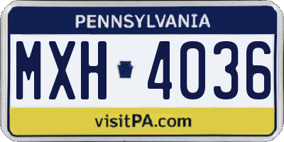 PA license plate MXH4036