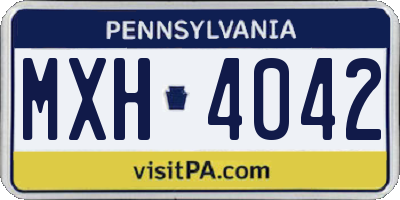 PA license plate MXH4042