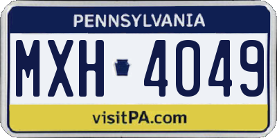 PA license plate MXH4049