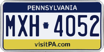 PA license plate MXH4052