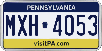 PA license plate MXH4053