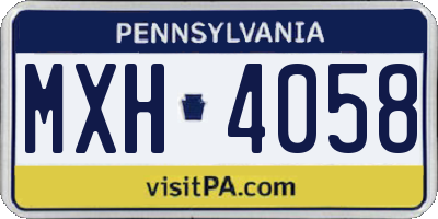 PA license plate MXH4058
