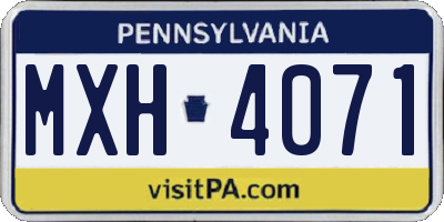 PA license plate MXH4071