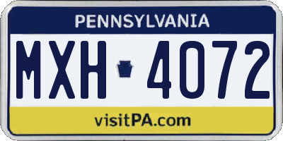 PA license plate MXH4072