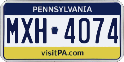 PA license plate MXH4074