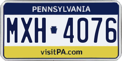 PA license plate MXH4076