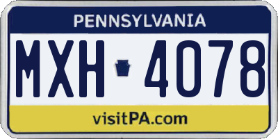PA license plate MXH4078