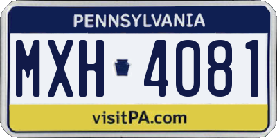 PA license plate MXH4081