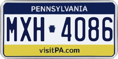 PA license plate MXH4086