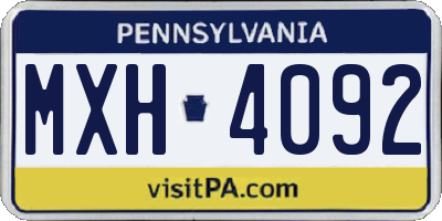 PA license plate MXH4092