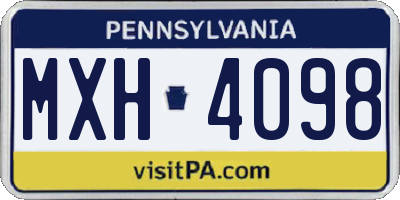 PA license plate MXH4098