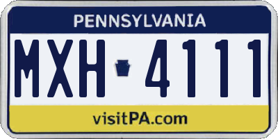 PA license plate MXH4111