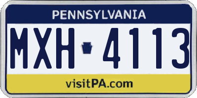 PA license plate MXH4113