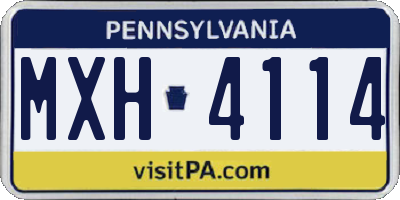 PA license plate MXH4114