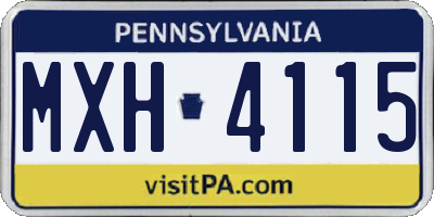 PA license plate MXH4115