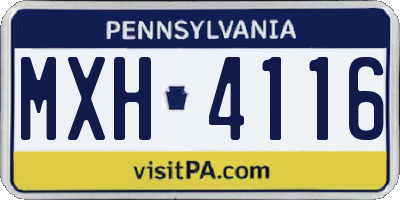 PA license plate MXH4116