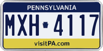 PA license plate MXH4117