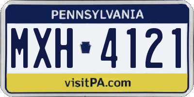 PA license plate MXH4121