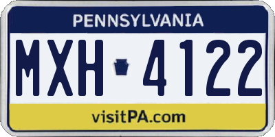 PA license plate MXH4122