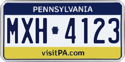 PA license plate MXH4123