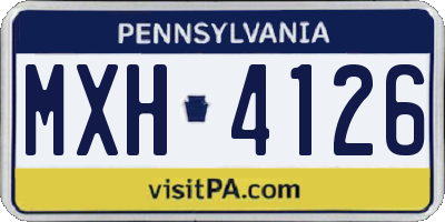 PA license plate MXH4126