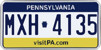 PA license plate MXH4135