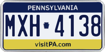 PA license plate MXH4138