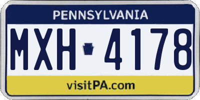PA license plate MXH4178