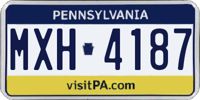 PA license plate MXH4187