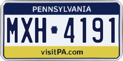 PA license plate MXH4191