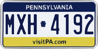 PA license plate MXH4192
