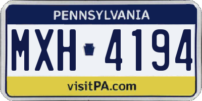 PA license plate MXH4194
