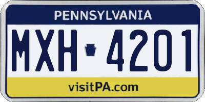 PA license plate MXH4201