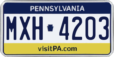 PA license plate MXH4203
