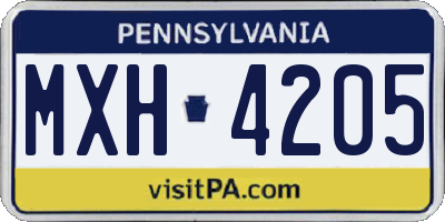PA license plate MXH4205