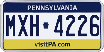 PA license plate MXH4226