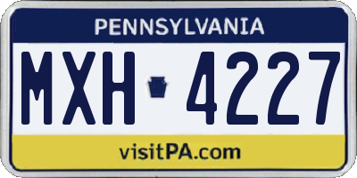 PA license plate MXH4227
